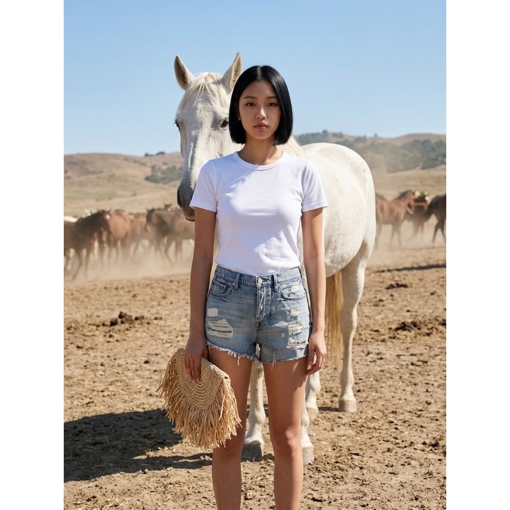 Lucky Brand Distressed Denim Cutoff Shorts Blue Button Fly Raw Hem Womens 28 6‎